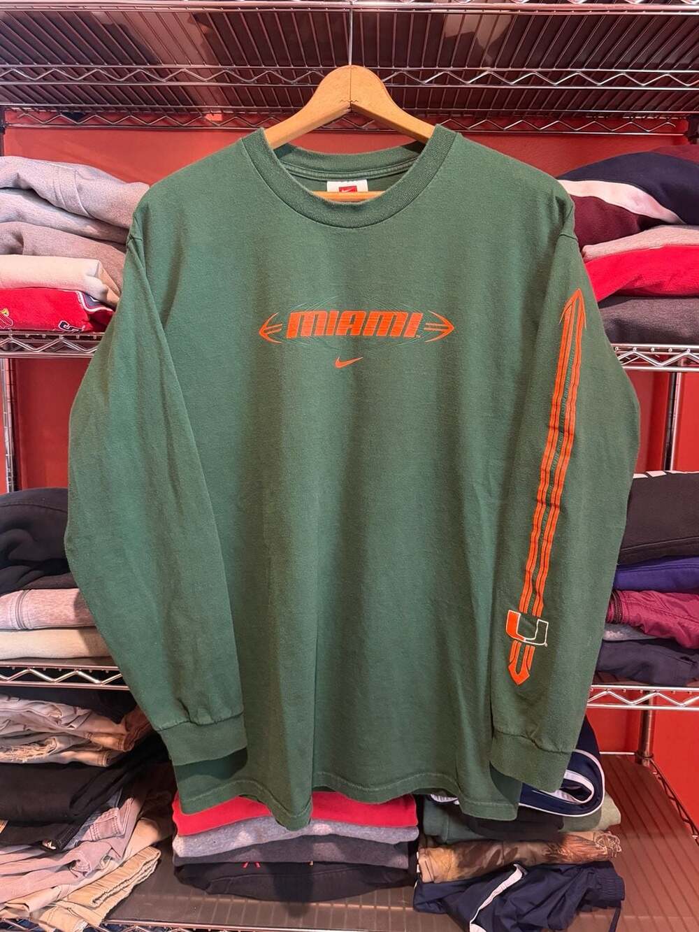 Nike Miami Long Sleeve Shirt Green Orange